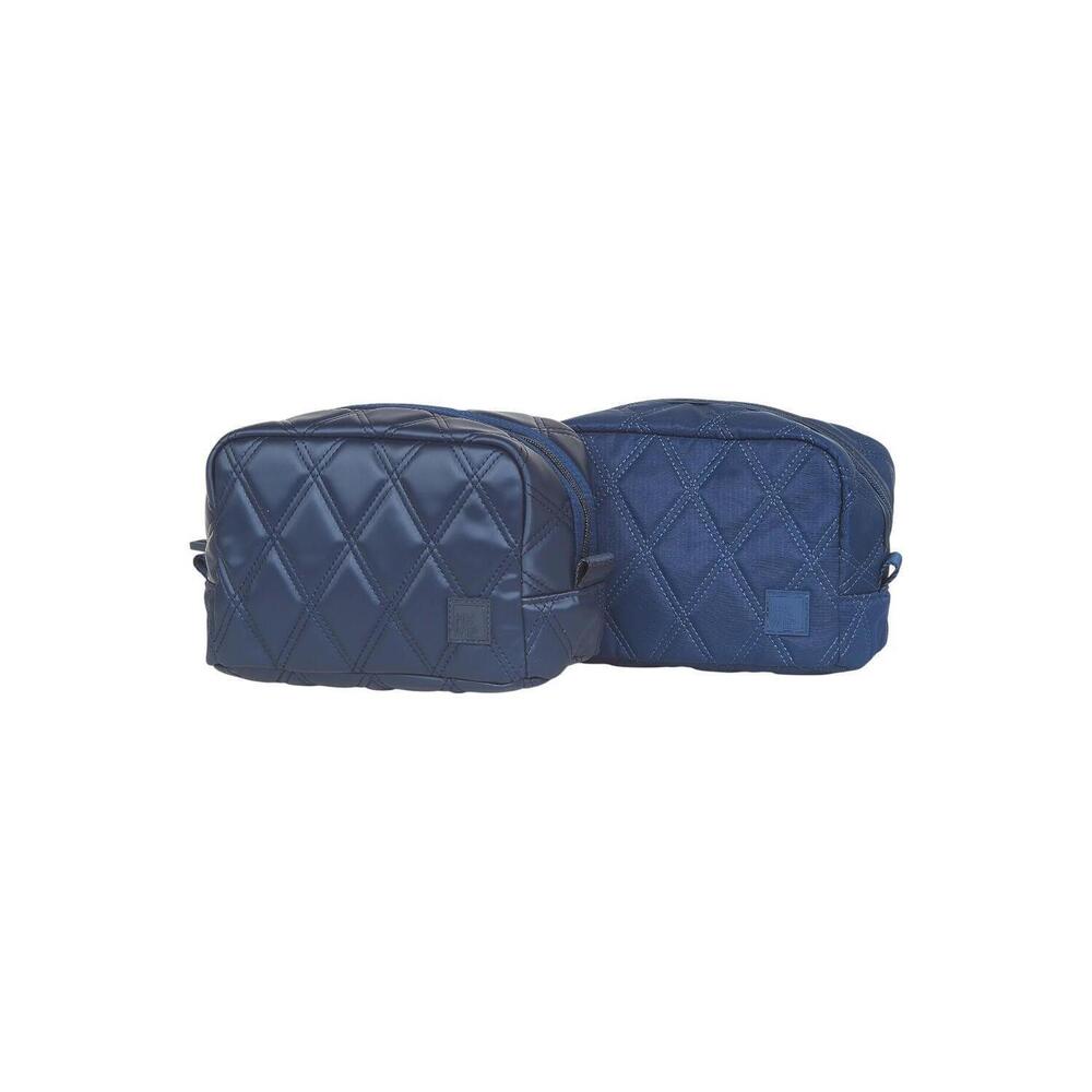 IHKWIP Set of 2 Quilted Cosmetic Cases MdnghtNavy/Mtlc
